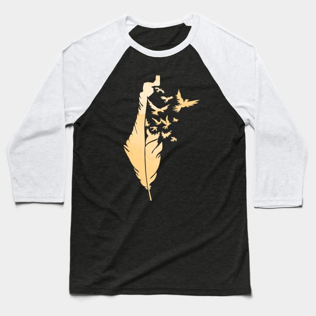 Palestine Feather Map Symbol of Palestinians Love and Struggle for Freedom -Yellow Baseball T-Shirt by QualiTshirt